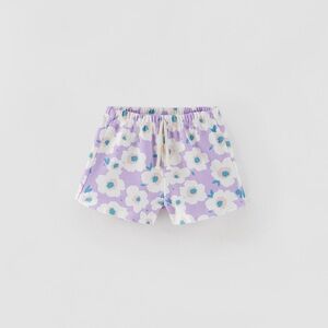 Zara Kids Floral Print Terry Shorts 6-9M